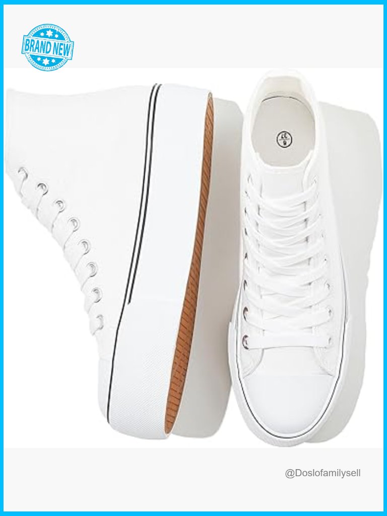 High Top Canvas Sneakers Platform Lace Up Chunky Shoes Casual Walking